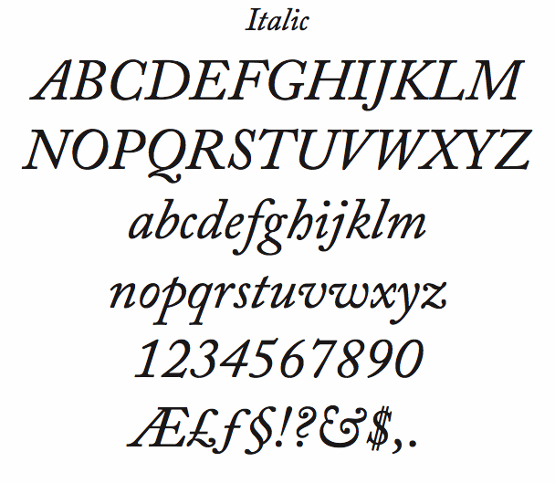 big caslon italic font style