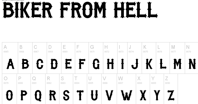 In 2012 he made the spurred tattoo typeface Biker from Hell 