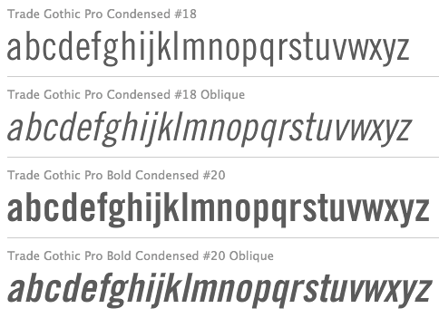 trade gothic bold condensed no. 20