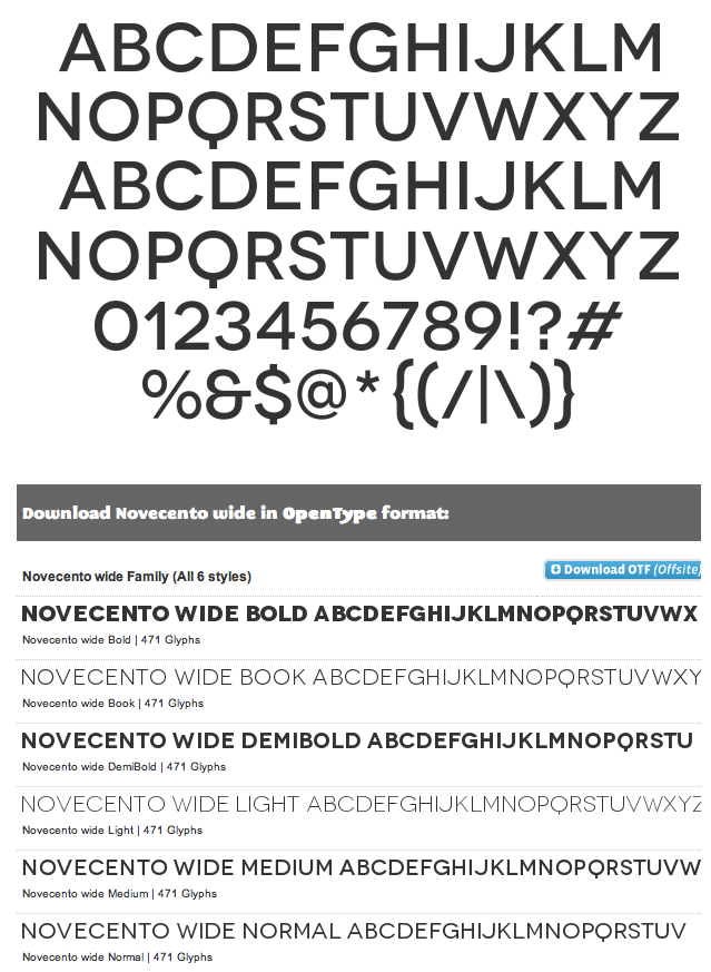 novecentowide font