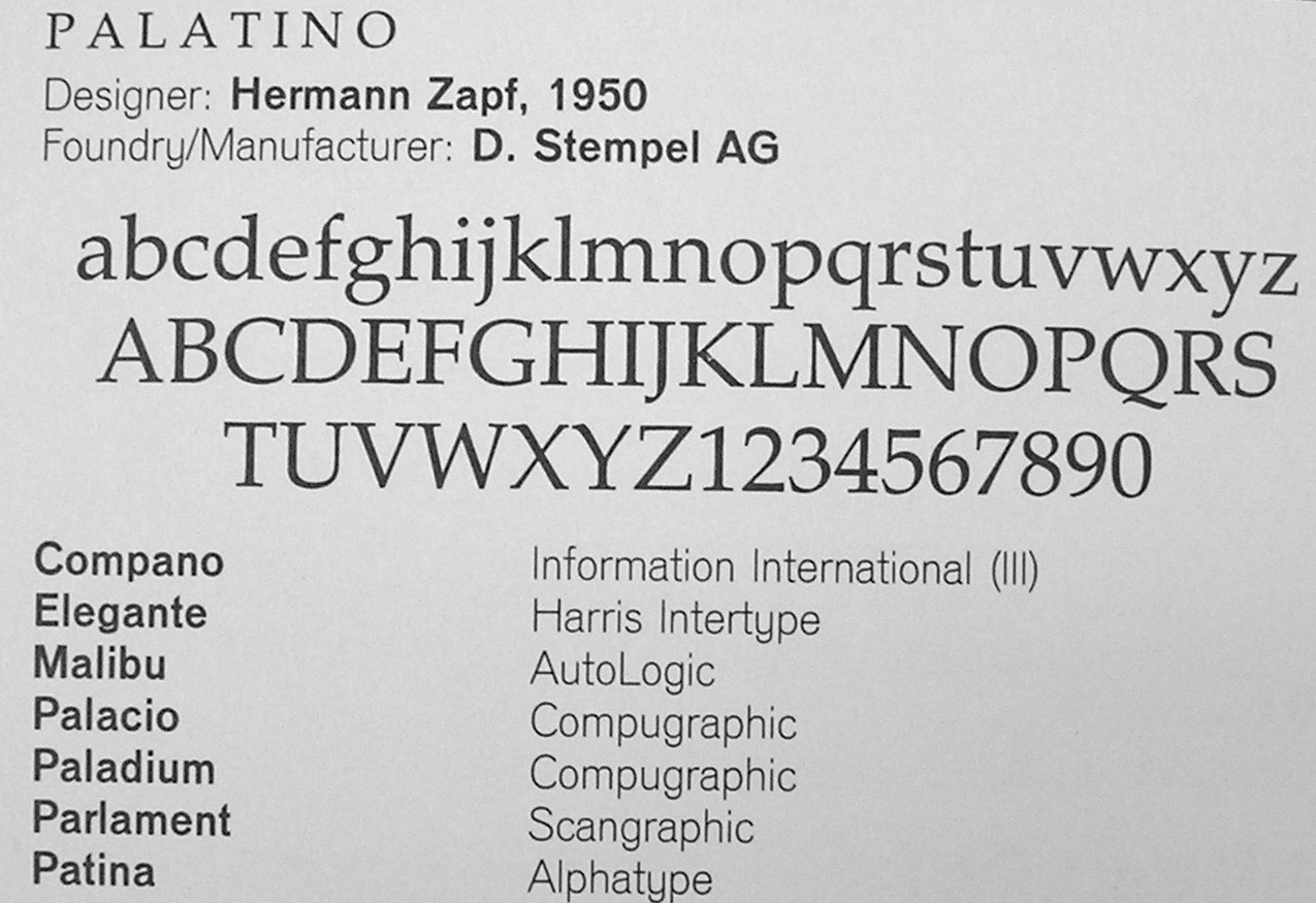 Palatino Typeface