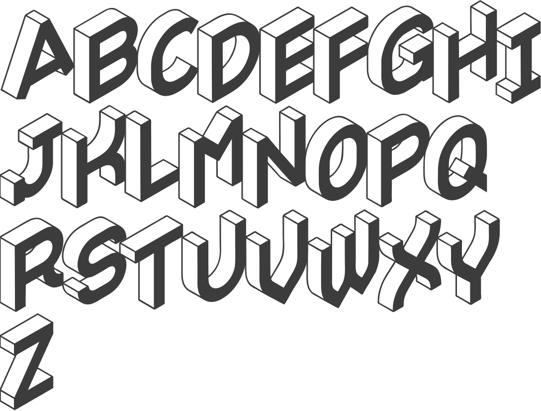 blocky modern typeface tattoo