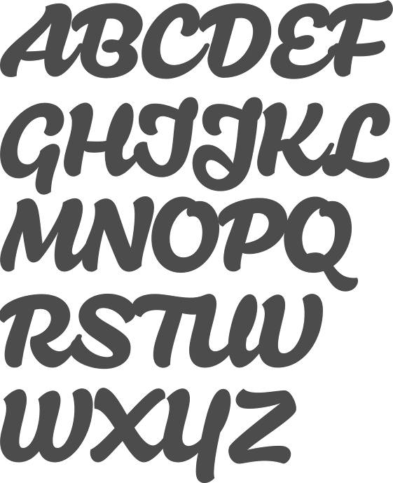 first in cursive bubble letters font